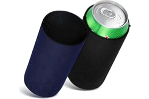 kwmobile Fundas de neopreno compatibles con 500ml Can -2x Cubierta enfriadora de latas cerveza refresco negro/azul oscuro