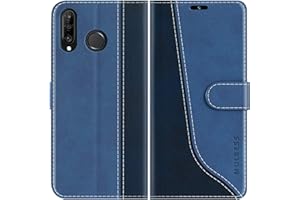 Mulbess Funda para Huawei P30 Lite / P30 Lite New Edition, Funda de Cuero PU, Cierre Magnético, Ranura para Tarjeta, Soporte Plegable, Elegante Diamante Azul