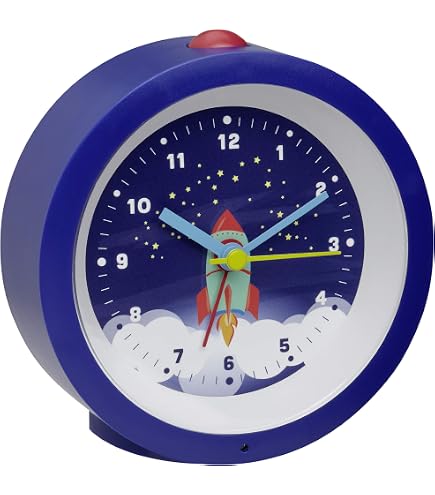 Réveil Analogique Enfant Astronaute - Silencieux Sans Tic-tac, Rétroéclairage LED, Fonction Snooze - Pour Chambre, Bureau, Voyage - 5