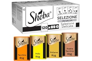 Sheba Selection mokra karma dla kotów w worku porcjowanym drób wariacja w sosie, opakowanie zbiorcze 120 x 85 g