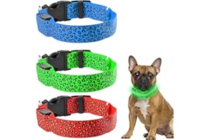 BAIFULAI Lot de 3 colliers lumineux pour chien - Rechargeable - LED lumineux et réglable - Pour la sécurité de nuit - Rouge, vert et bleu