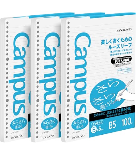 Kokuyo Campus Loose Leaf Paper for Binders, 5 Pack, Sarasara