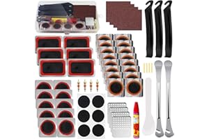 PIWOSGOL Kit Parches de Reparación de Bicicletas, 60 Piezas Kit Pinchazos Bicicleta, Parches Bicicleta Autoadhesivo Kit, Parches de Reparación de Bicicletas de Montaña y Carretera