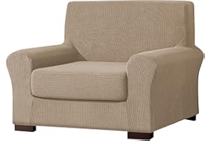 EBETA Tunez Funda sofá Duplex, Funda de sofá, Tejido Jacquard de poliéster y Elastano, Funda de Clic-clac elástica Cubiertas de sofá de 1 Plaza (Color Arena, 85-115 cm)