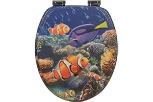 Yelcona WC Sitz mit Absenkautomatik mit Motiv, Klobrille mit hohem Sitzkomfort, WC Deckel mit robustem und stabilem Holzkern, hochwertiger Toilettendeckel aus Holz (Nemo)