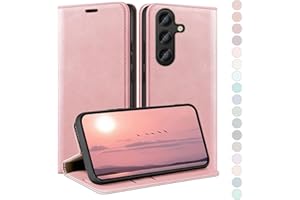 HUOUH Funda para Samsung Galaxy S24 FE Estuche de Billetera con Cuero de PU con Bloqueo RFID,Titular de Tarjeta de crédito,Cubierta a Prueba de Golpes teléfonos Fundas para Samsung S24 FE Oro Rosa