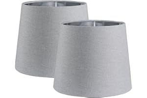 Sinta 2 Pack 7" Lampenschirme Modern Tapered Lampenschirm Ersatz Grau Gewebe Einfacher Stil Lichtschattierung Mit Silber Futter für E27/E14 Tischleuchte/Wandleuchte