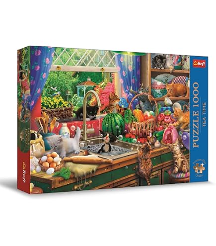 Trefl Puzzle 1000 Teile + Sortierer Set – 6 Schalen, Süßigkeiten-Motiv, Für Erwachsene & Jugendliche
