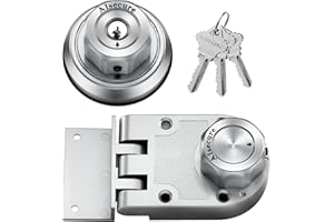 AIsecure Twist to Lock Jimmy Proof Deadbolt Lock Keyless with Unpickable Night Latch&Anti-Mislock Button 304 Stainless Steel Heavy Guard Security Single Cylinder SC Keys Prohibits Forced Entry Silver