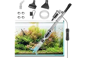 Hygger Elektrisk akvariumfonator, 5-i-1 akvarium sandrenare kit | 2000L/H 15 W akvariedammsugare, justerbar längd, automatisk sandtvätt och vattenbyte, för nybörjare och saltvatten