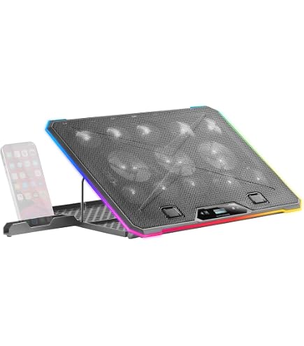 Notebook Cool Pad Con Ventola LED Blu - Supporto Regolabile Con Porta USB Integrata - GrecoShop Mod. A - Foto 3