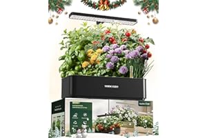 SUNCOZE Hydroponisches Anzuchtsystem, Smart Garden 12Pods, Indoor Kräutergarten Set mit LED-Wachstumsleuchte, 4L Wassertank, höhenverstellbar, leise intelligente Pumpe, für Zuhause, Küche, Schwarz