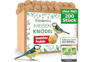 Gardemics Meisenknödel ohne Netz für Wildvögel, Insekten-Knödel [200 Stück] [18 kg] Wildvogelfutter mit Insekten für Artenvielfalt im Garten | Proteinreiches Ganzjahresfutter