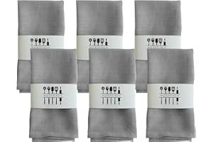 WAVATA 6 tovaglioli in lino, in cotone di alta qualità, 100% naturale, tovaglioli, tovaglioli, decorazione da tavolo, per Natale, matrimonio, compleanno, 40 x 40 cm, grigio chiaro