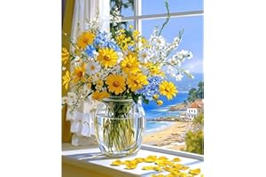 MAXBYE Paint by Numbers for Adults Flowers, Yellow Flowers Painting by Number Kits on Canvas for Beginners, DIY Adult Paint by Numbers Pigment Art for Home Wall Decor Gifts 16x20 inch (Without Frame)