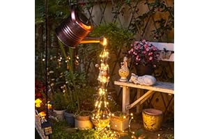 LIFEMET Decoración solar para jardín, ducha de estrellas, regadera luces, jardín, resistente al agua, cascada, luz de ducha, luz de pared, energía solar, de metal, para camino, terraza, avances (con soporte)