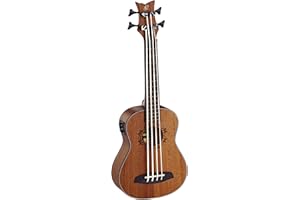 Ortega Guitars Bass Ukulele Elektro-Akustisch – ohne Bundstäbchen – Lizard Series – Inklusive Gig Bag – Mahagoni, Natur (LIZZY-BSFL-GB)