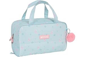 MOOS - Neceser Rectangular con Asa, Neceser Infantil, Adaptable a Carro, Ideal para Niños de 5 a 14 Años, Cómodo y Versátil, Calidad y Resistencia, 31x14x19 cm, Color Azul Turquesa
