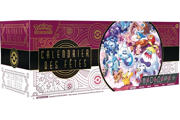 Pokémon : Calendrier des fêtes (8 Cartes Promo Brillantes, 6 boosters, 7 Packs Loisir et Plus)