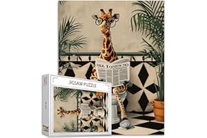 Tucocoo Girafe Mignonne sur les Toilettes - Puzzle 1000 Pièces pour Adultes - Art du Bain Nordique - Décoration de la Maison - Activité Familiale Parfaite