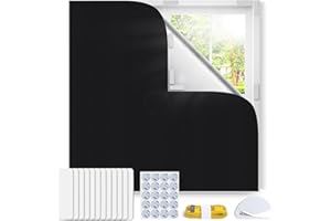 Inwee Blackout Blind Stick On, 100% Blackout Curtain for Window, Fits Any Size Shape Window No Drilling, Portable Blackout Blinds for Bedroom Loft Travel RV, with Strong Adhesive, 145x100CM