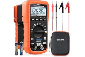 Crenova MS8233D Multimètre DC AC Voltmètre Ohm Volt Amp Testeur pour Tension Courant Résistance Capacitance Continuité Diode Fréquence NCV Test de fil en direct avec écran LCD rétroéclairé 6000 points