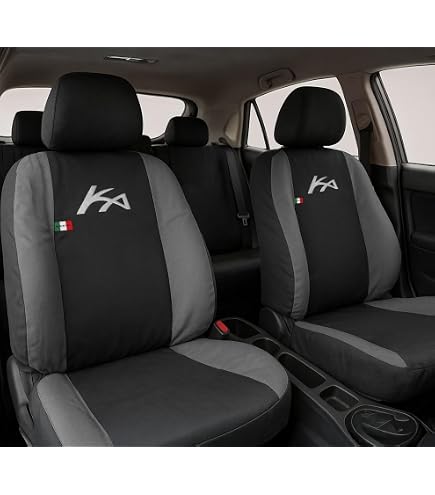 Funda De Asiento Delantera Para Ford Ka (2008-2016) - Color Negro, Incluye Reposacabezas, 100% Algodón Italiano