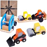 Bigjigs Toys Mini-Bagger Aus Holz – Baufahrzeug Für Kinder Ab 12 Monaten, FSC-zertifiziert, 11,3x10,6x7,5 Cm