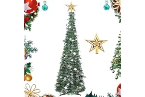 Gukasxi Árbol de Navidad Artificial de 150 cm, con Estrella y Soporte Estable, Montaje rápido, Plegable, para casa, Chimenea, Oficina, Tienda, Hotel (Verde Árbol de Navidad)