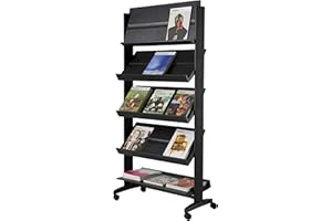 Paperflow 520493 - Prospektständer mit Rädern 5 Regale 167,5 x 85,5 x 38,5 cm, schwarz