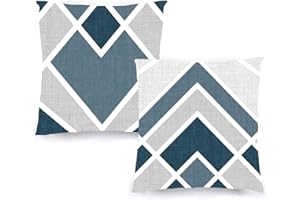Decoratea Fundas Cojines 50x50 - Fundas de Cojín Decorativo (Juego de 2) para Sofá, Cama, Silla, Salón, Coche. Muy Suaves, Modernas y con Cremallera Invisible (Nórdico Geométrico)