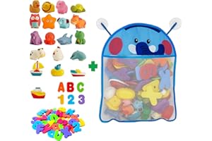 Kidow Toys Baby Bath Toys Mega Pack 56-piece Bath Toy Set, Comprehensive Baby Bath Toy No Mould Bath Toys & Kids Foam Letters Bath Collection, Educational & Fun, Ideal For Gift (Elephant Toys)