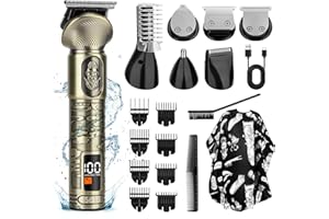 PIPPIXIA Beard Trimmer Men,19 in 1 Professional Hair Clippers for Men,Cordless Rechargeable Hair Trimmer Shaver Set for Barbers and Home,USB Zero Gapped T Blade Hair Cutting Kit,Gift for Men