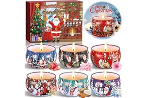 MTINRNI Velas Perfumadas,6 pcs Cera de Soja 100% Natural,Velas Aromaticas Perfumadas Navideñas Juego de regalo,Aliviar el Estrés,para Yoga,Baño,Dormitorio,Boda Navidad Cumpleaños Día de San Valentín.
