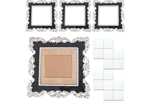 Light Switch Surround, Light Switch Cover Plates, Finger Plates for Light Switches, DWUENT 4PCS Silver Black Switch Surround Frame, 8.6x8.6cm, Decorative Wall Switch Covers