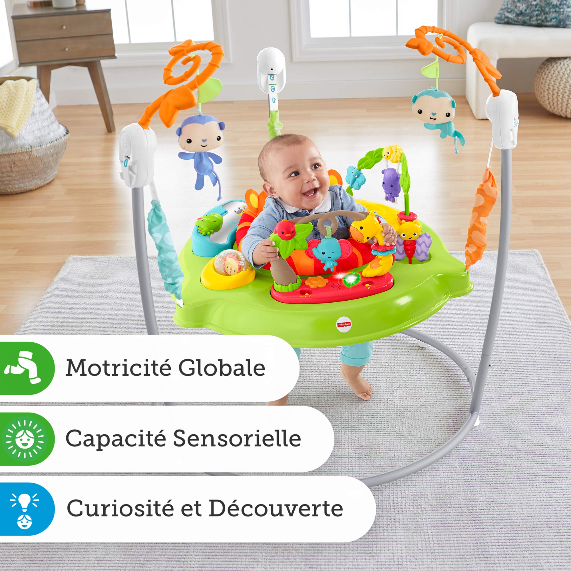 FisherPrice Jumperoo Jungle Trotteur Bébé avec Lumières, Sons et
