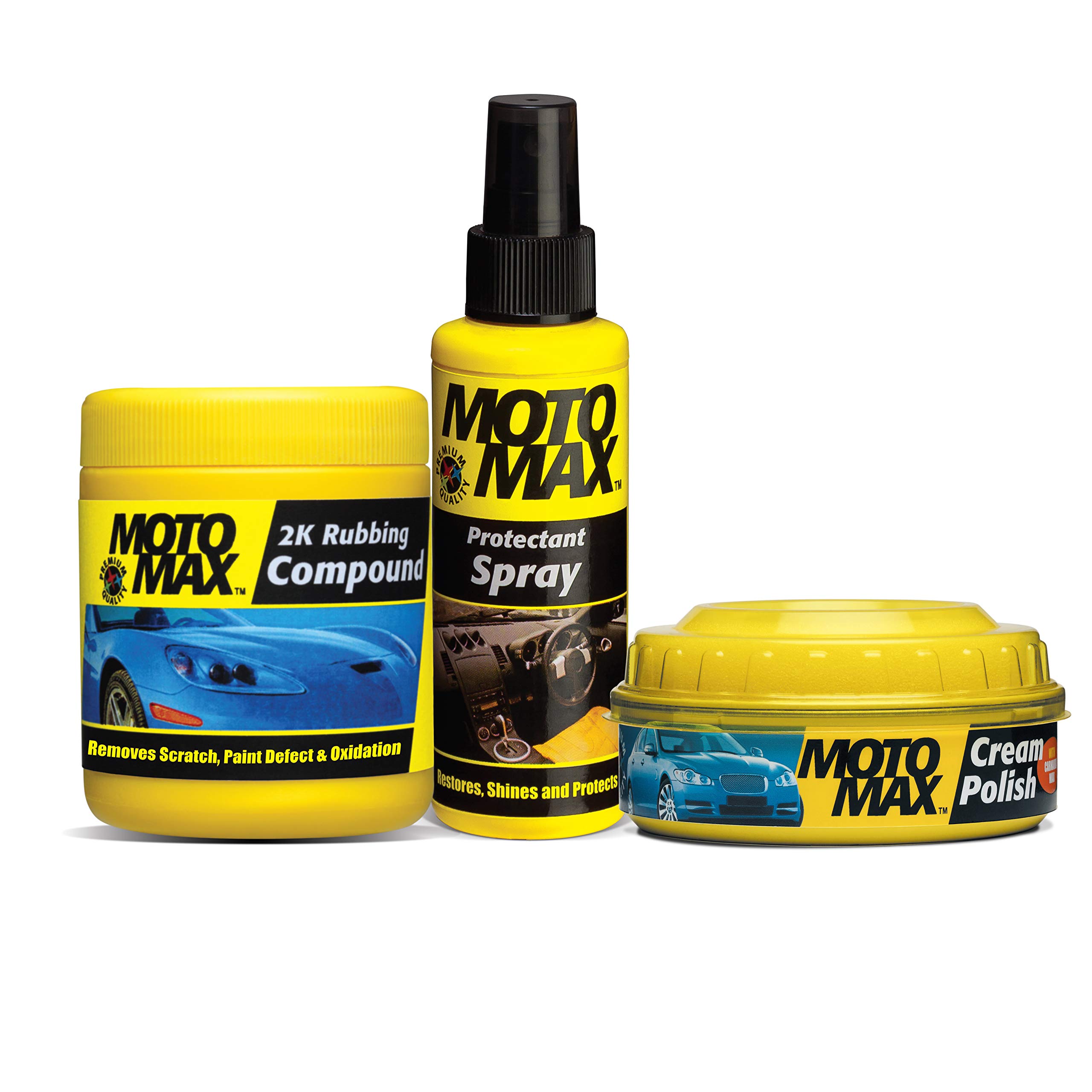 Pidilite Bike and Car Care Products Grooming and Shine Kit - Cream Polish 230 g, 2k Rubbing Compound 100 g, Protectant Spray 100 ml, Protects and Shines Bikes, Cars, Sports Bikes, Scooters