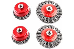 ALRIGHT Allright Topfbürste Winkelschleifer Drahtbürste Drahtbürsten-Set für Winkelschleifer Flex Stahl Winkelschleifer Scheibenbürste Drahtbürste Ø75 mm Ø100mm M14 für Reinigungs-und Schleifarbeiten (4pcs)