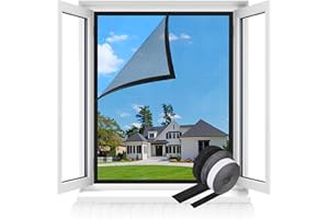 MLEJU Zanzariera per Finestra,120x130cm,Versione Aggiornata con Innovativa Chiusura a Strappo,Regolabile e Resistente in Fibra di Vetro, Facile da Installare - Zanzariera Nera