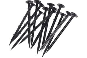 LINZI 20CM Plastic Garden Ground Netting Fixing Securing Pegs Staples Pins Landscape Sod Stakes 100 Pack