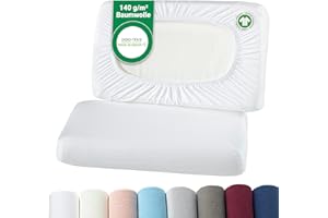 BaSaTex Poszewki na poduszki, ekologiczne, 2 sztuki, na poduszki pod kark i poduszki zdrowotne, 97% bawełna z certyfikatem GOTS + 3% elastan, ok. 45-60 x 30-40 cm – 20 cm (wysokość materaca), kolor