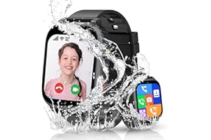 KESASOHE Kids Smart Watch Boys Girls - 4G Kid GPS Tracker Watch Phone Games Video Call SOS Voice Chat, IP68 Waterproof Smart Watch for Kids Watch School Mode Alarm Toys Birthday Gifts for 4-12 Years Old