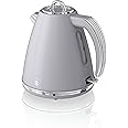 Swan Retro 1.5 Litre Jug Kettle, Grey, with 360 Degree Rotational Base, 3KW Fast Boil, Easy Pour, SK19020GRN