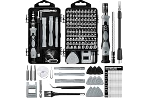 Zeawavsl Jeu De Tournevis De PréCision 122 En 1 (Avec Petite Brosse) – Kit D'Outils De RéParation De TéLéPhone Portable Pour Smartphones, Tablettes, Ordinateurs Portables, Lunettes (Grey)