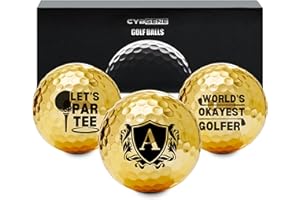 CybGene Funny Golf Gifts for Men Unique, Personalised Gold Golf Balls, Cool Accessories for Golf Lovers, Golfers, for Birthday and Christmas
