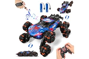 Sunrad Ferngesteuertes Auto 3 4 5 6 7 8 9 Jahre Spiele LED Licht RC Auto Spielzeug,8WD Stunt und Handsteuerung, RC Drift Car mit Musik und Spray,Kinder Toy 360° Flip Car RC Spielzeug Geschenk