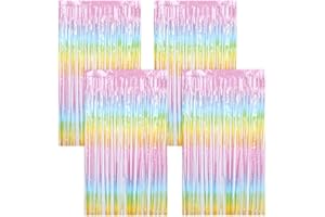 LONGHONEYSONG 4 Stück Sterne Lametta Vorhang Glitzervorhang Lametta Glitzer Vorhang Geburtstag Party Vorhang Fotovorhang Geburtstagsdeko Party Glitzer Geburtstag Deko Party Dekoration(1 m x 2 m) (Makronengelb)