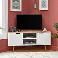 Mobile TV Di Design Porta TV Panca Gambe In Legno 140 Cm Grigio Scuro 03 0005869