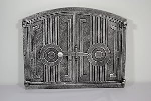 Euro Sezam - puerta de horno semicircular de hierro fundido - puerta de horno maciza y gruesa - puerta de horno de pizza - AA001 - puerta doble con cerradura de puerta - 48x38