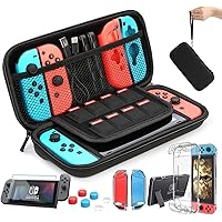 HEYSTOP Case Compatible with Nintendo Switch Carry Case Pouch with Cover Case HD Screen Protector Thumb Grips Caps…
